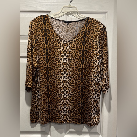 Vikki Vi Tops - Vikki Vi Animal Print Blouse in Black and Brown